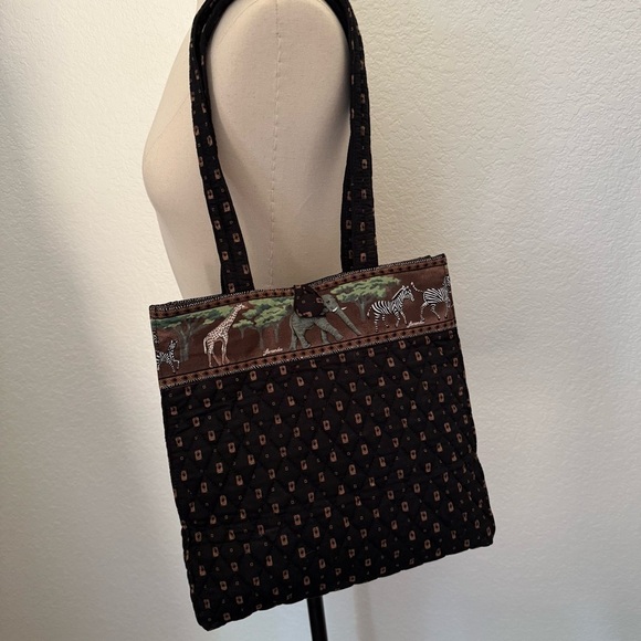 Larenda Quilted Safari Print Tote~ VTG - Picture 1 of 9